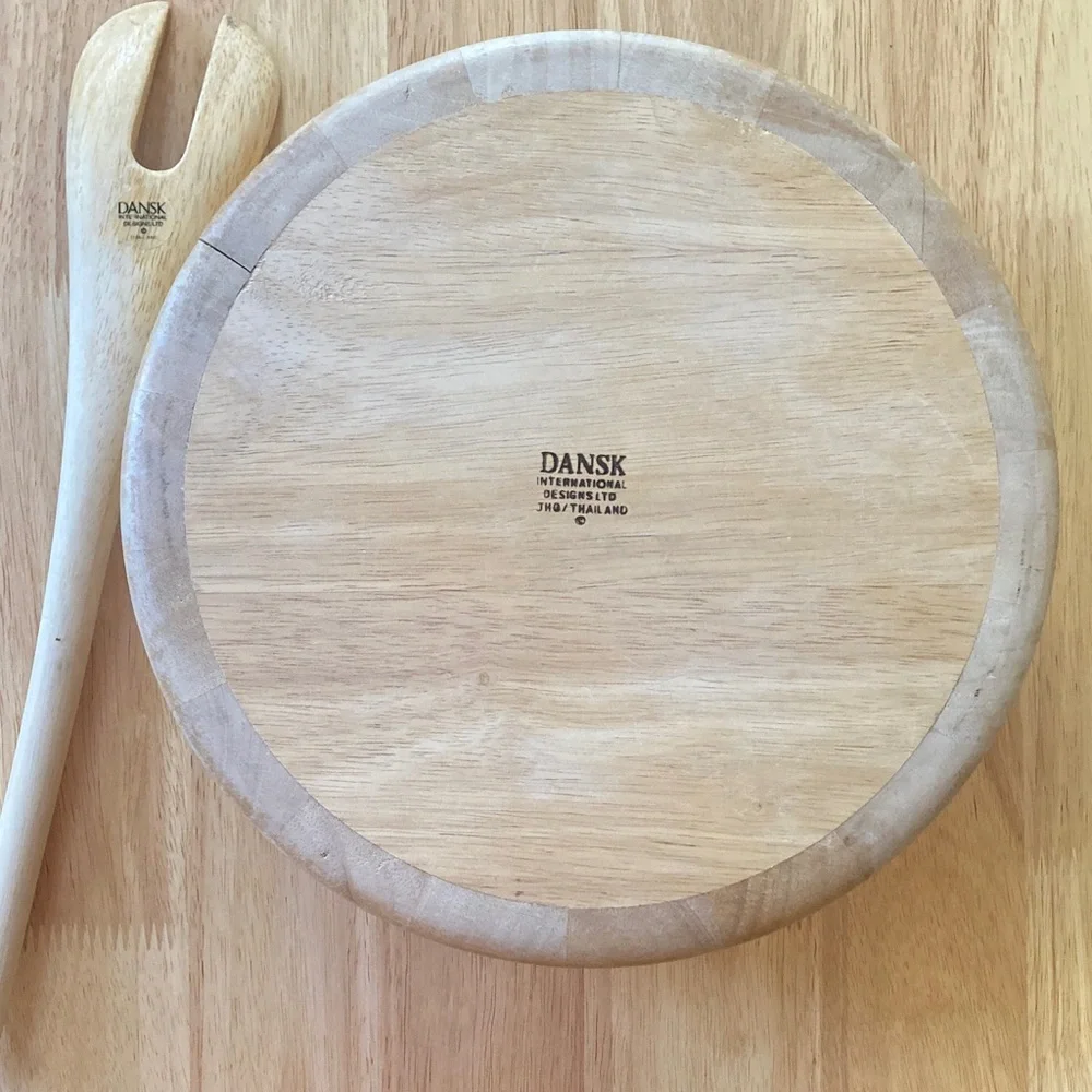 Dansk Natural Wood Serving Bowl and Fork Set
